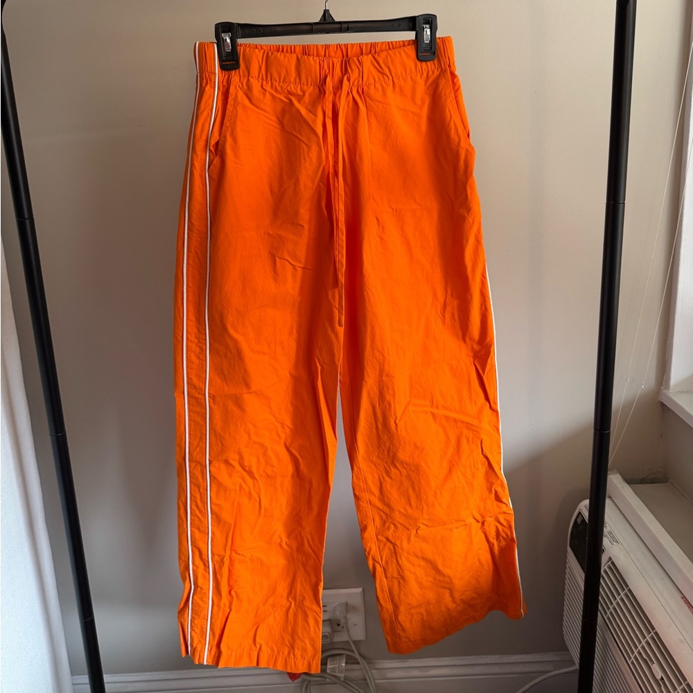 Bright Orange Wide Leg Track Pants